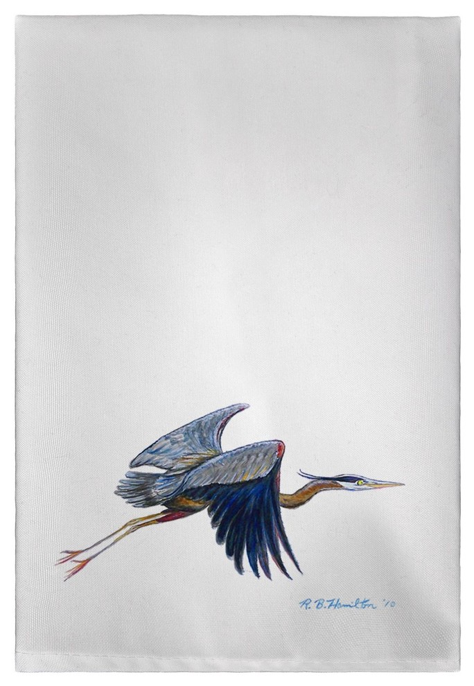 Eddie's Blue Heron Guest Towel Two Sets of Two (4 Total), 20 inches x 20 inches Beach Style