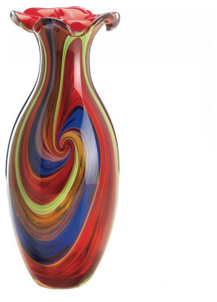 Swirls Of Color Art Glass Vase Contemporary Vases By Koolekoo
