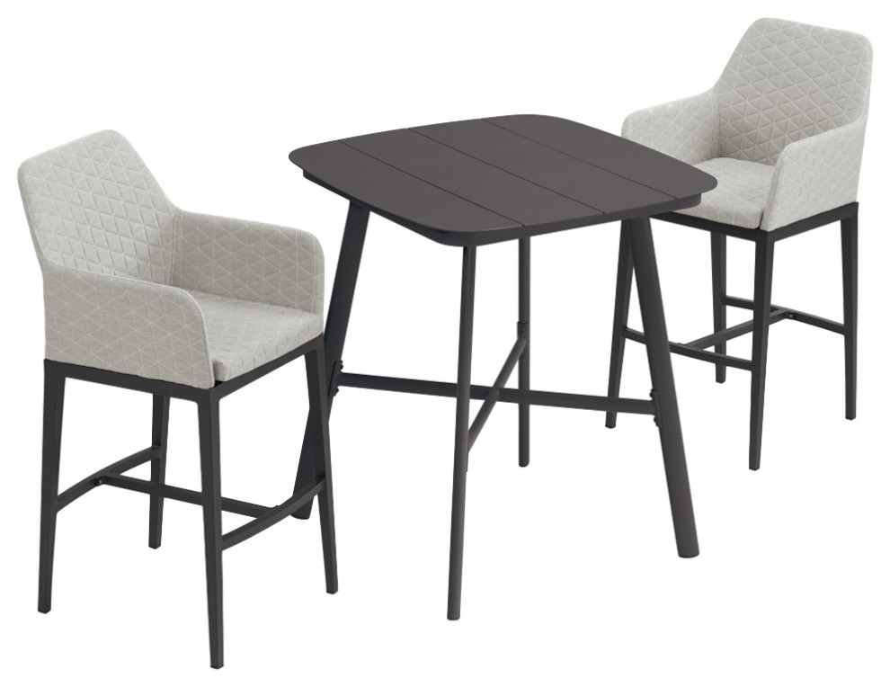 Oland 3Piece Bar Table Set, Carbon Transitional Outdoor Pub And