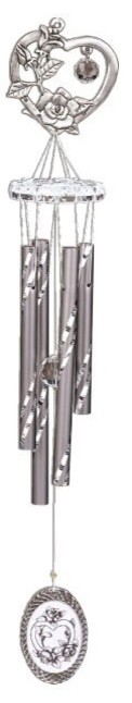 Rose Heart Pewter Wind Chime Porch Garden Decoration Hanging Decor