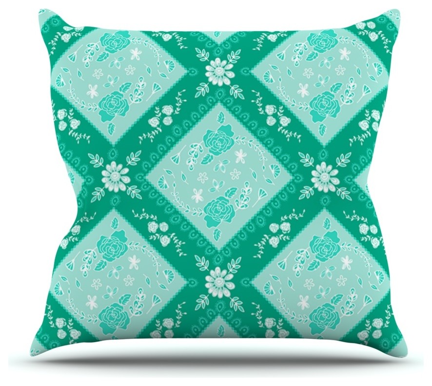 Anneline Sophia "Diamonds Mint" Green Seafoam Outdoor Throw Pillow