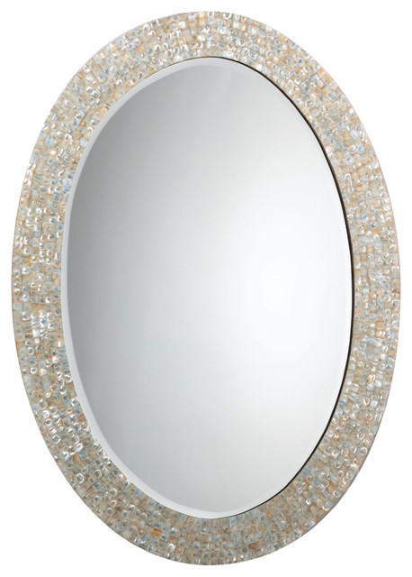 Oval Mirror Beach Style Wall Mirrors By Hedgeapple Houzz Oval Mirror Beach Style Wall, Mother Of Pearl Mirrors Uk