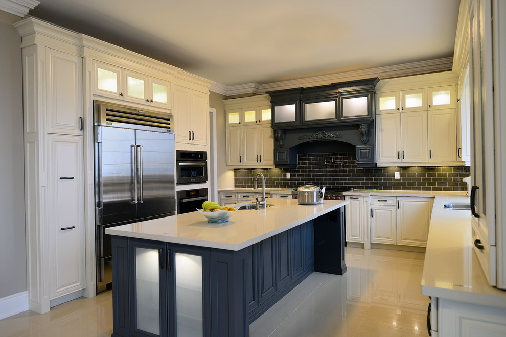 Example of a transitional kitchen design in Toronto