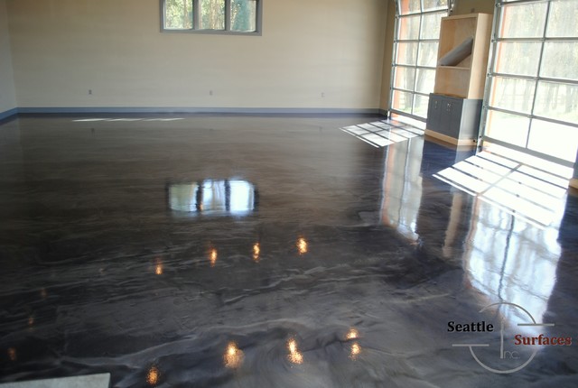 Metallic concrete apoxy flooring garage  Garage makeover, Garage design,  House design