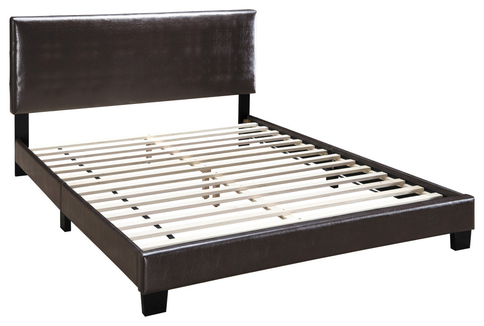 Faux Leather Upholstered Bed - Transitional - Platform Beds - by Simple ...