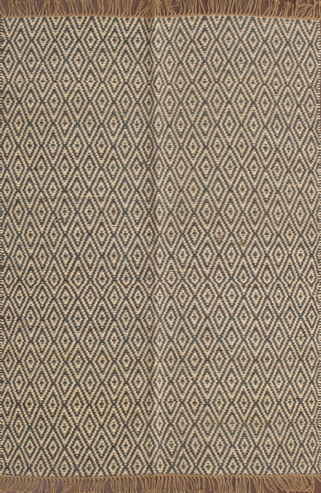Rugsville Trellis pattern Beige Grey Jute Kilims 13630-2x3 Rug