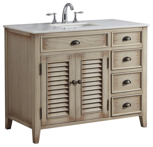 Palm Beach Cottage Beach Look Single Bathroom Vanity Sink Set, 42