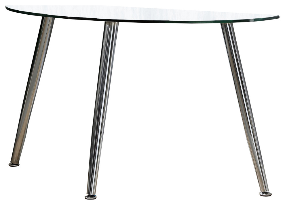 Contemporary Half Moon Glass Top Sofa Table with Tapered Metal Legs