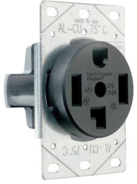 30A Flush Mount Dryer Receptacle 3-Wire Power Outlet 125//250V
