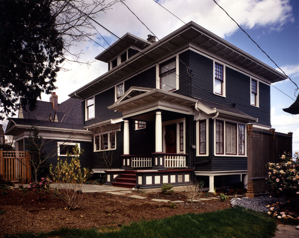 Inspiration for a traditional exterior in Seattle with wood siding.