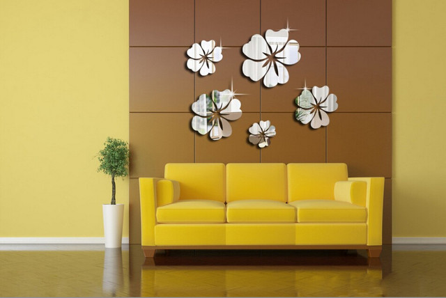 Mirror 5 Flowers Wall Decals