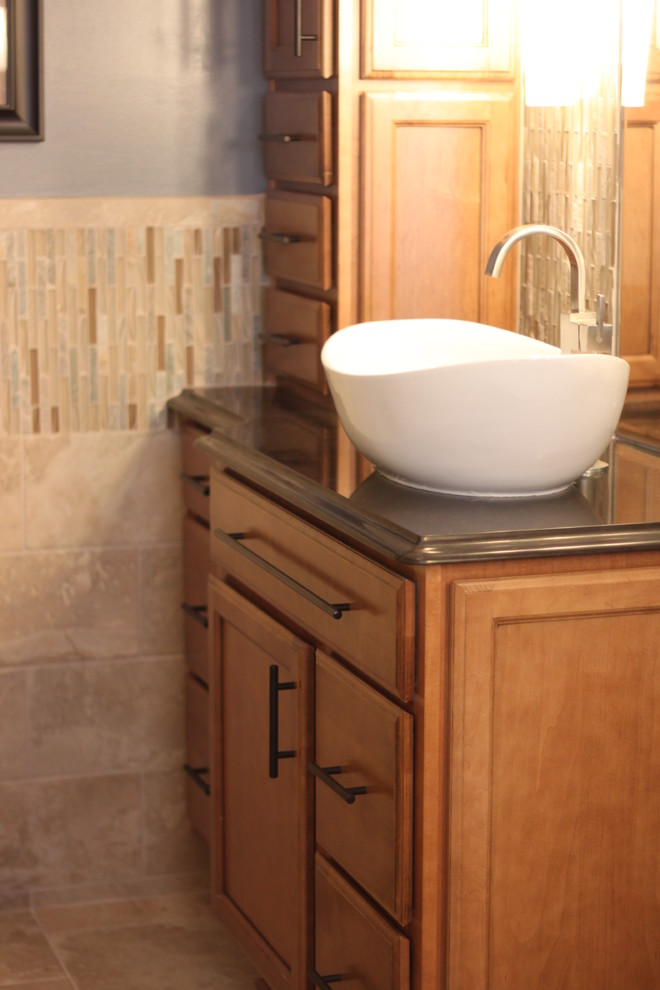 Mid-sized transitional master bathroom photo in Charlotte