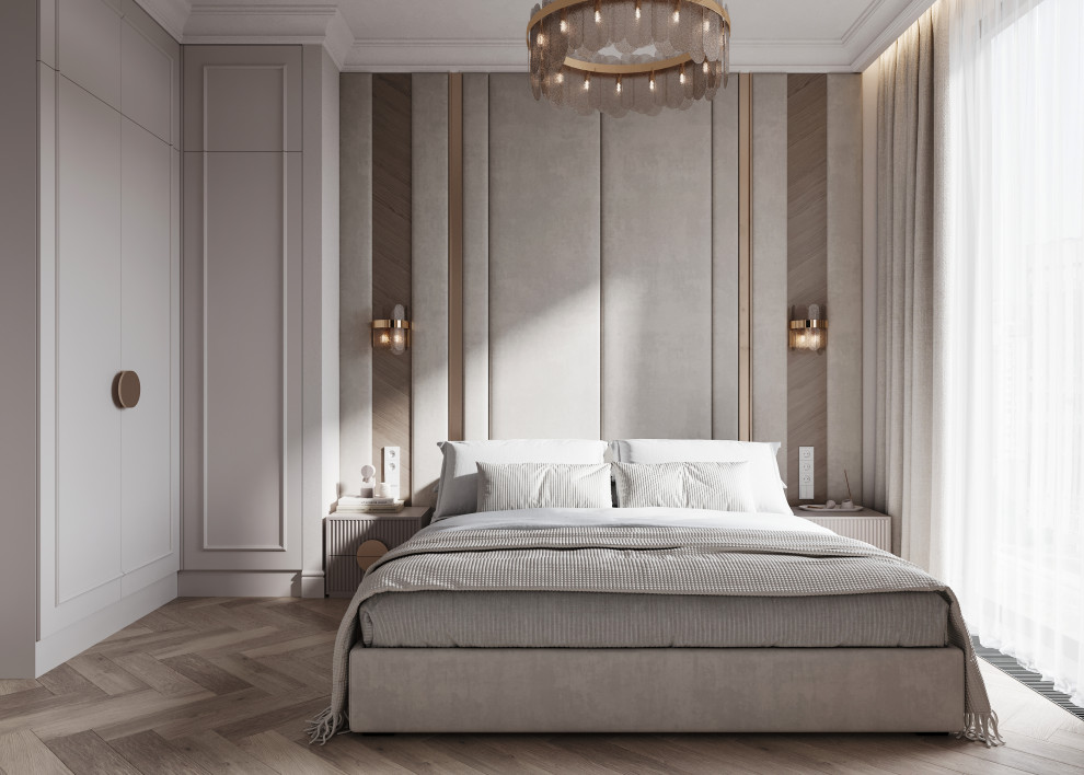 Интерьер светлой спальни 13м2