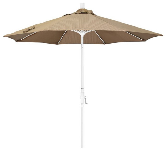 Pemberly Row Skye 9' White Patio Umbrella in Olefin Terrace Sequoia
