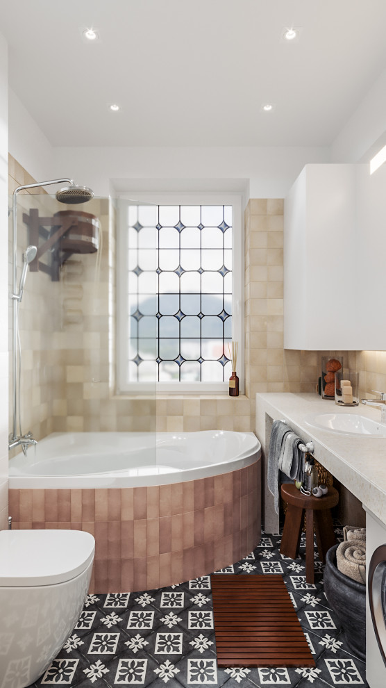 Угловая ванна с возможностью обливания холодной водой