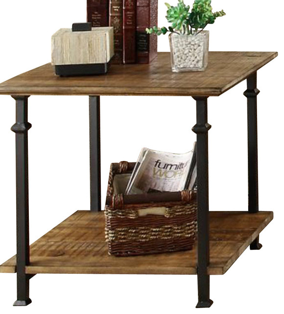 Homelegance Factory Rectangular End Table With Wrought Iron Base Homelegance Factory Rectangular End Table With Wrought Iron Base
