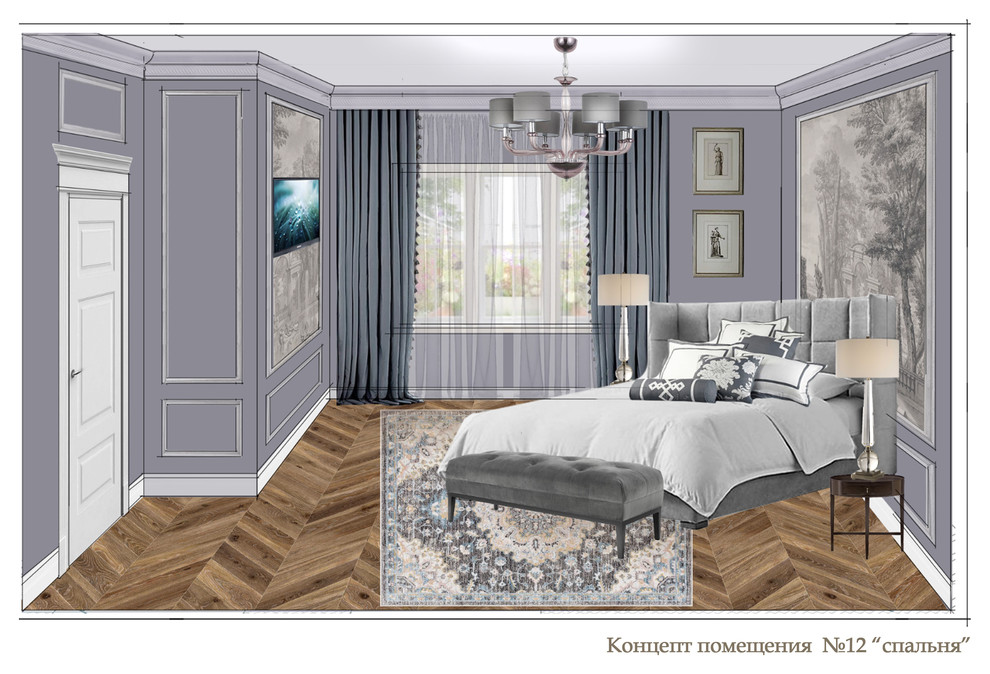 Концепт спальни в частном доме