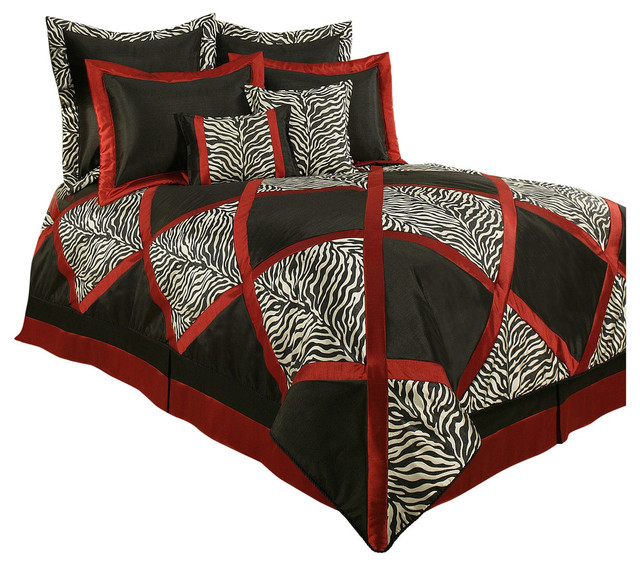 Sherry Kline True Safari Red White Black 4-piece Bedding Collection