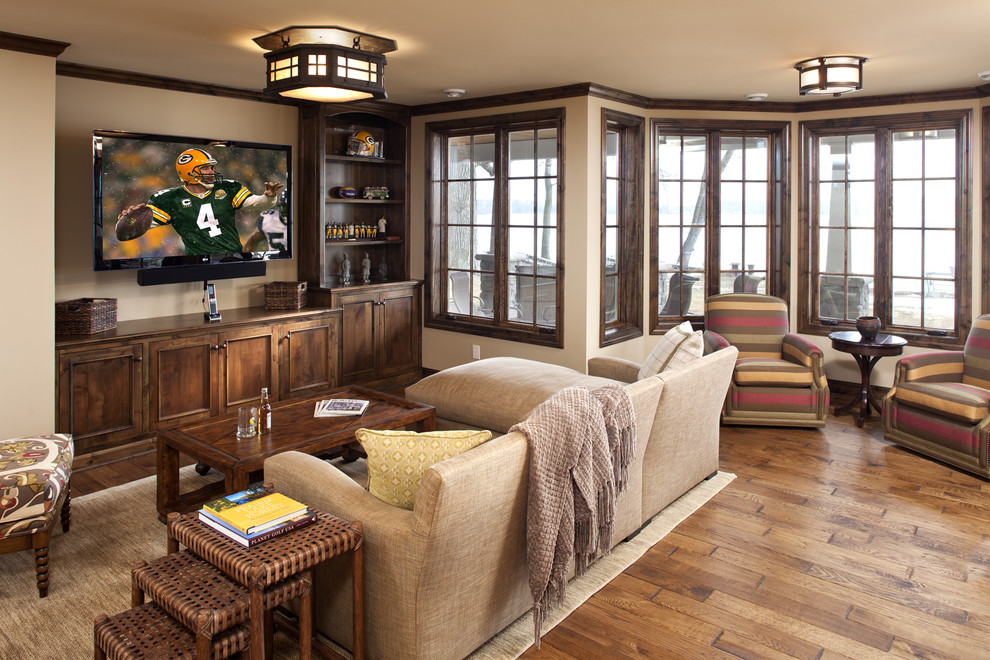 Traditional living room in Minneapolis with beige walls.