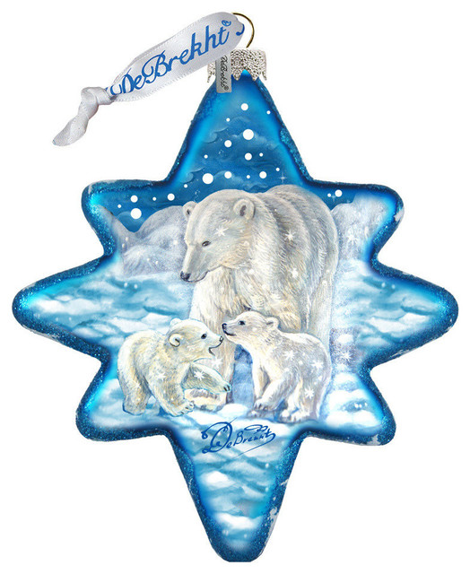 White Christmas Polar Bears North Star Ornament Contemporary Polar Bears North Star Ornament