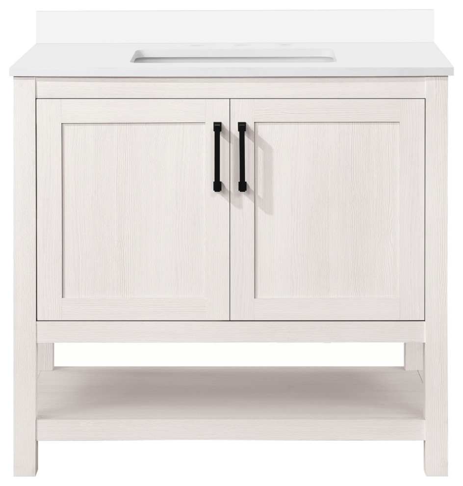 Ove Decors 36" Vegas Single Sink Bathroom Vanity, Antique White