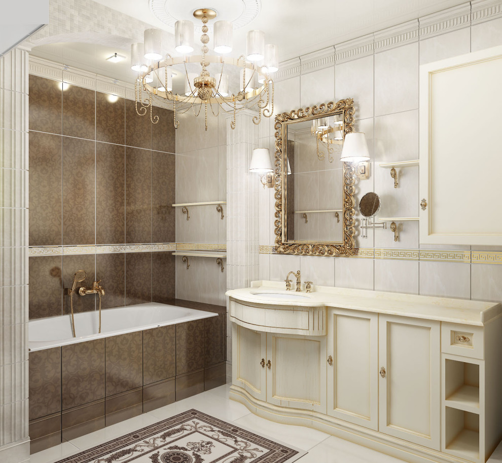 Квартира в бежевых тонах в стиле неоклассика