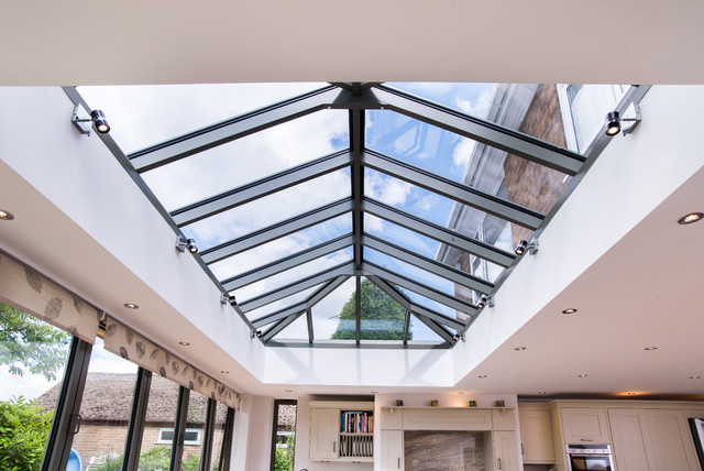 Aluminium Orangery With Single Atlas Lantern Roof Contemporary Sunroom Other By Qks Limited Houzz Au