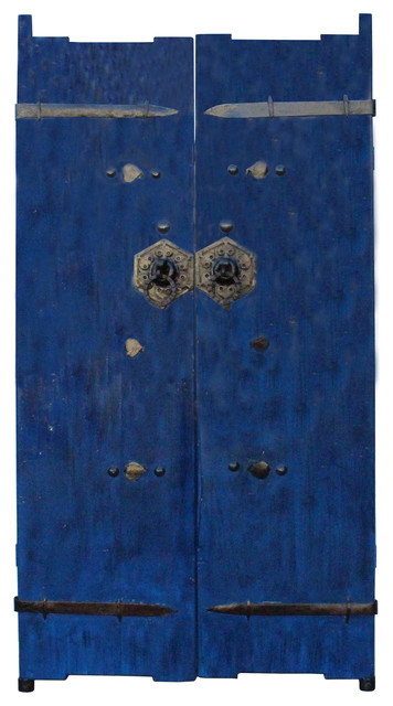 Dark Blue Gloss Lacquer Vintage Iron Hardware Door Gate Wall Panel