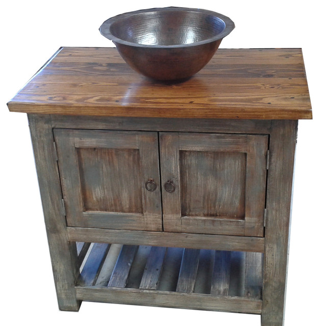 Belmont Rustic Bathroom Vanity Distressed Gray Ladder Shelf, 36"x22"x36