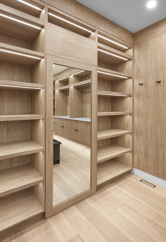 Modern New Home - Hidden Door Master Closet Wood Grain Melamine ...