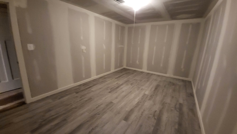 frame hang a finish and flooring basement