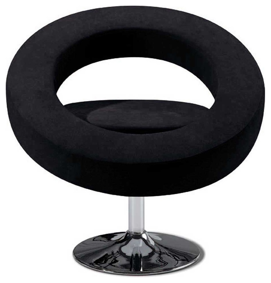 Mia Microfiber Modern Lounge Chair, Black