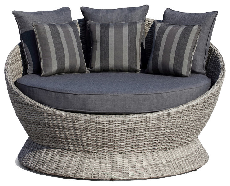 OVE Decors Brisbane II Wicker Outdoor Gray Daybed With Aluminum Frame