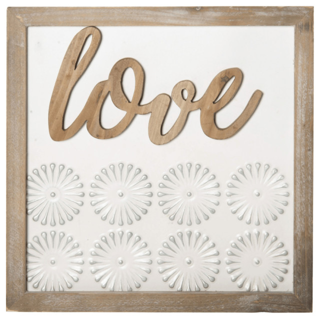 Brown And White Metal Love Wall Decor Farmhouse Wall Accents by