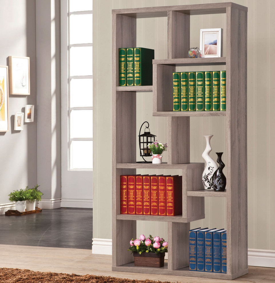 Bookshelf, Distressed Grey Modern Bookcases by Modern Furniture