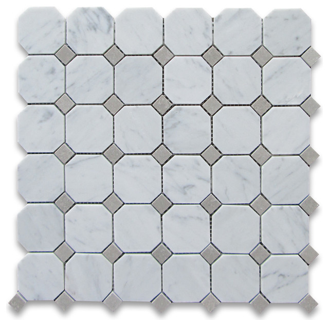 12 X12 Carrara White Octagon Mosaic, Octagon Mosaic Tile