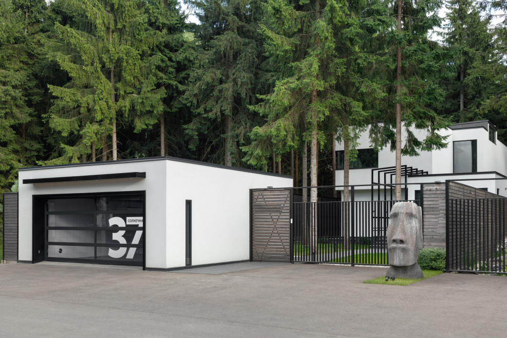 Mid-sized contemporary detached two-car carport in Moscow.
