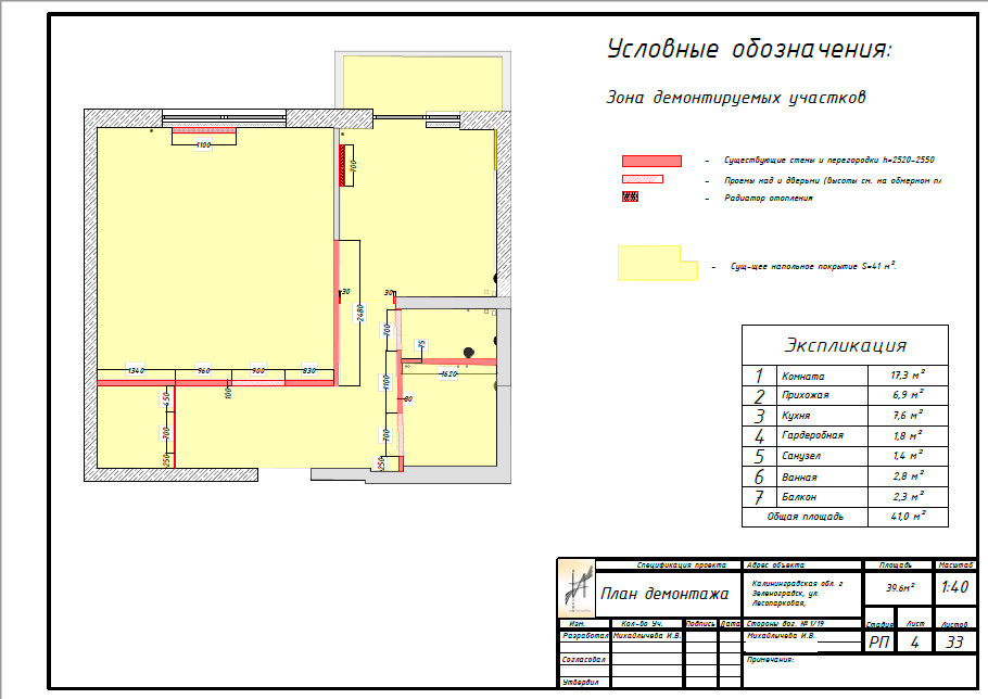 Однокомнатная квартира в перепланировке в двухкомнатную
