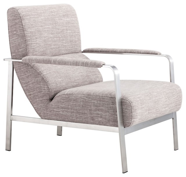 Jonkoping Gray and Brushed Stainless Steel Accent Chair