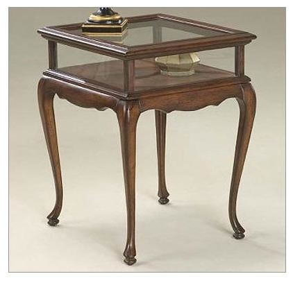 Gl Sides Curio Table In Cherry Finish Transitional Side Gl Sides Curio Table In Cherry Finish