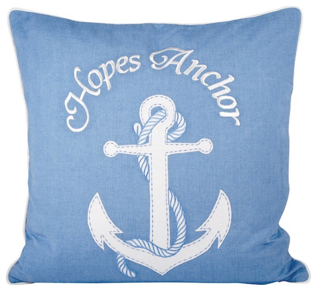 Elk Lifestyle Hopes Anchor 20X20 Pillow, Cool Waters, White