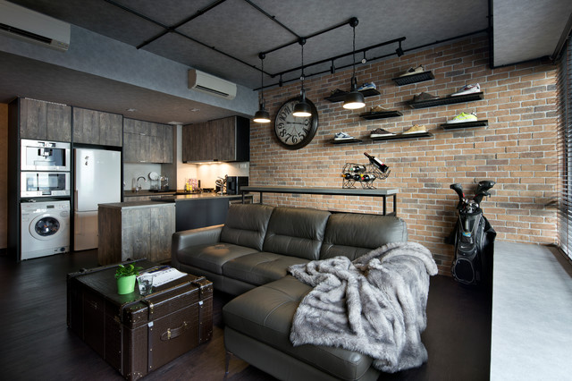 Bachelor Pad industriel-salon