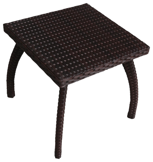 Woodridge Outdoor Brown Wicker Accent Table Tropical Woodridge Outdoor Brown Wicker Accent Table