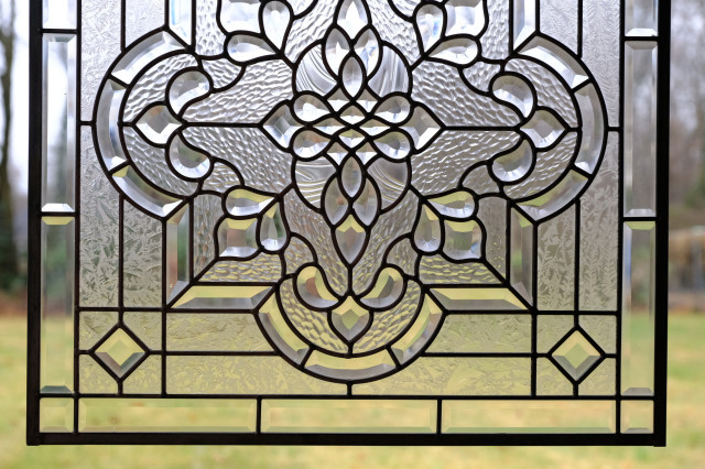Beveled Glass Panel In Antique Stained Glass Windows For Sale