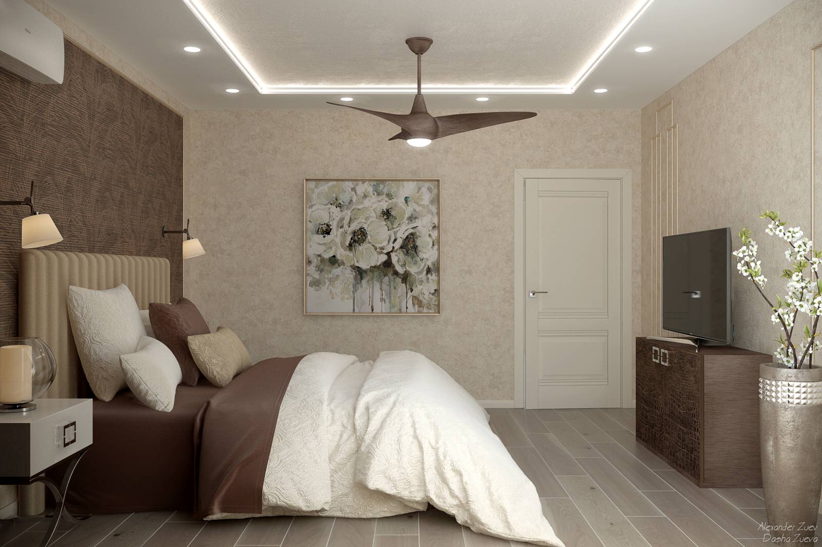 Дизайн хозяйской спальни в таунхаусе (итоговый вариант), ЖК "Немецкая деревня"
