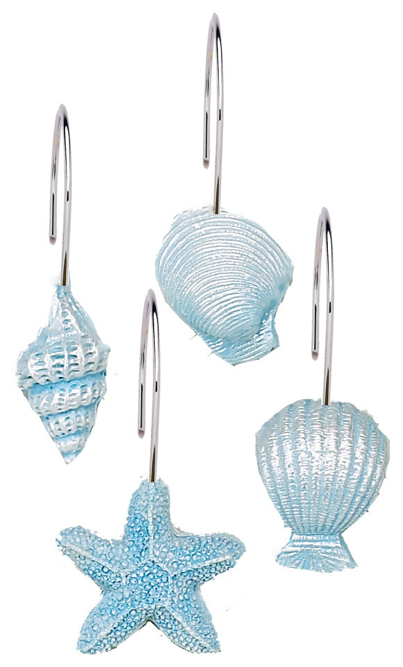 "South Beach" Resin Shower Curtain Hooks Beach Style Shower Curtain