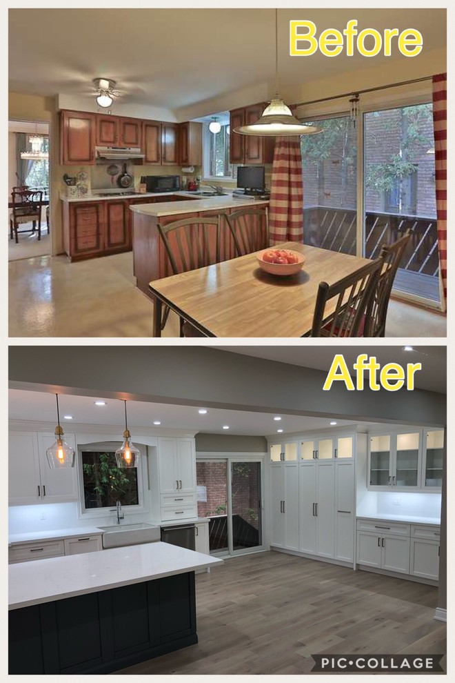Before & After complete home remodeling with 18 ft long structural wall removal