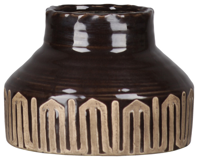 Ceramic Vase Gloss Brown Transitional Vases by Urban Trends