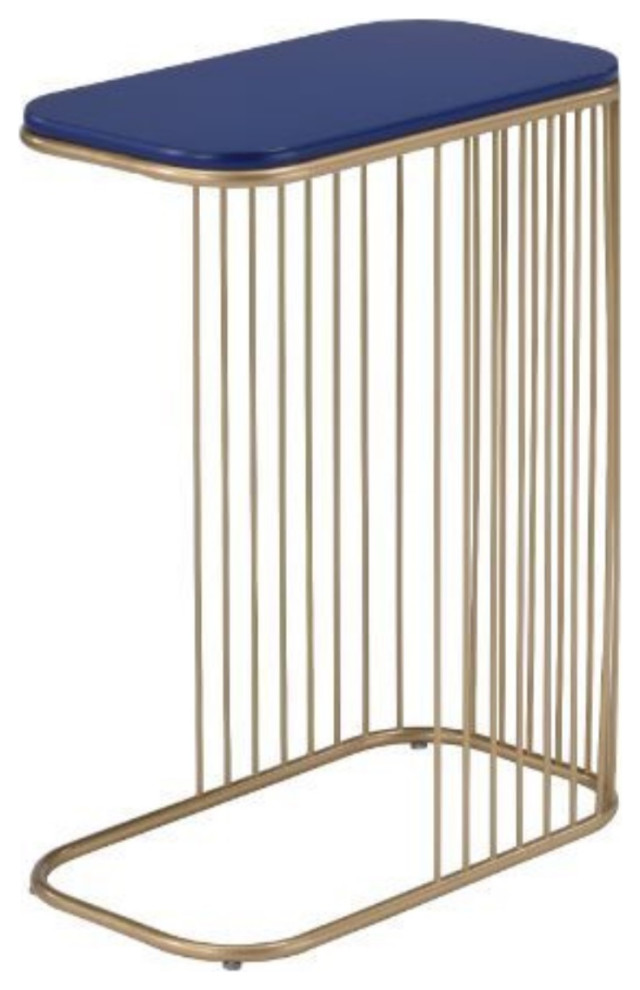 Accent Table, Blue and Gold Finish Contemporary Side Tables And End