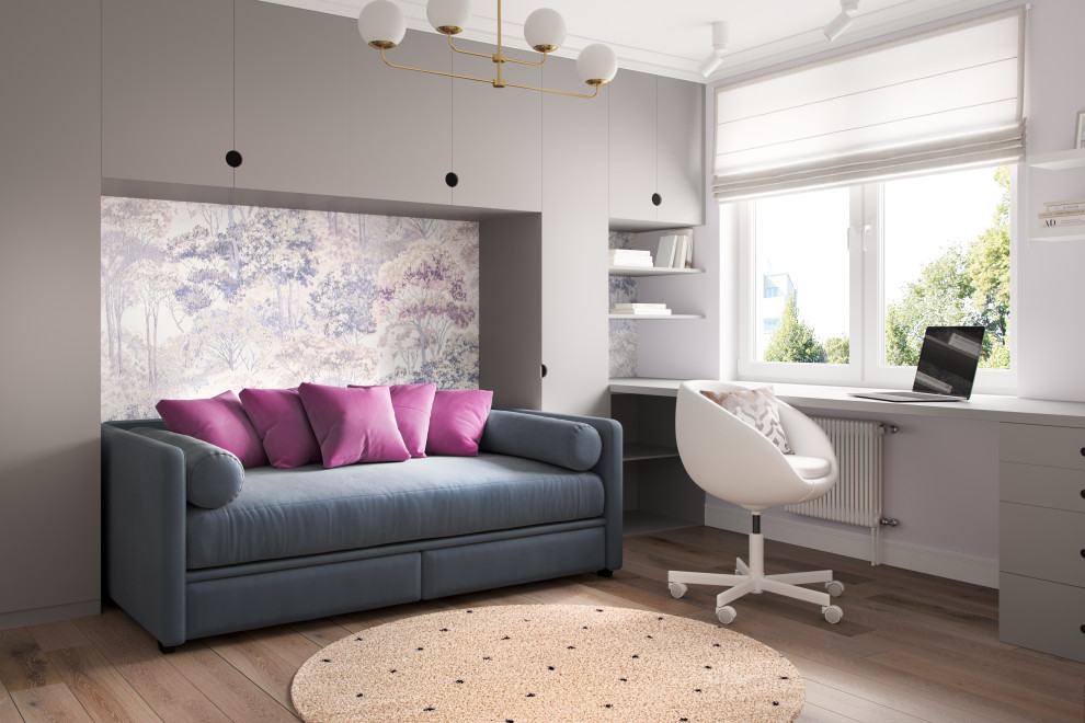 Сиреневая квартира для мамы и дочки